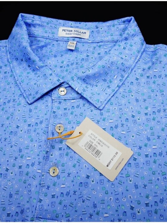 Peter Millar Other - NWT Peter Millar XXL 2XL Fun Print Golf Shirt Crown Sport UPF 50+ $110